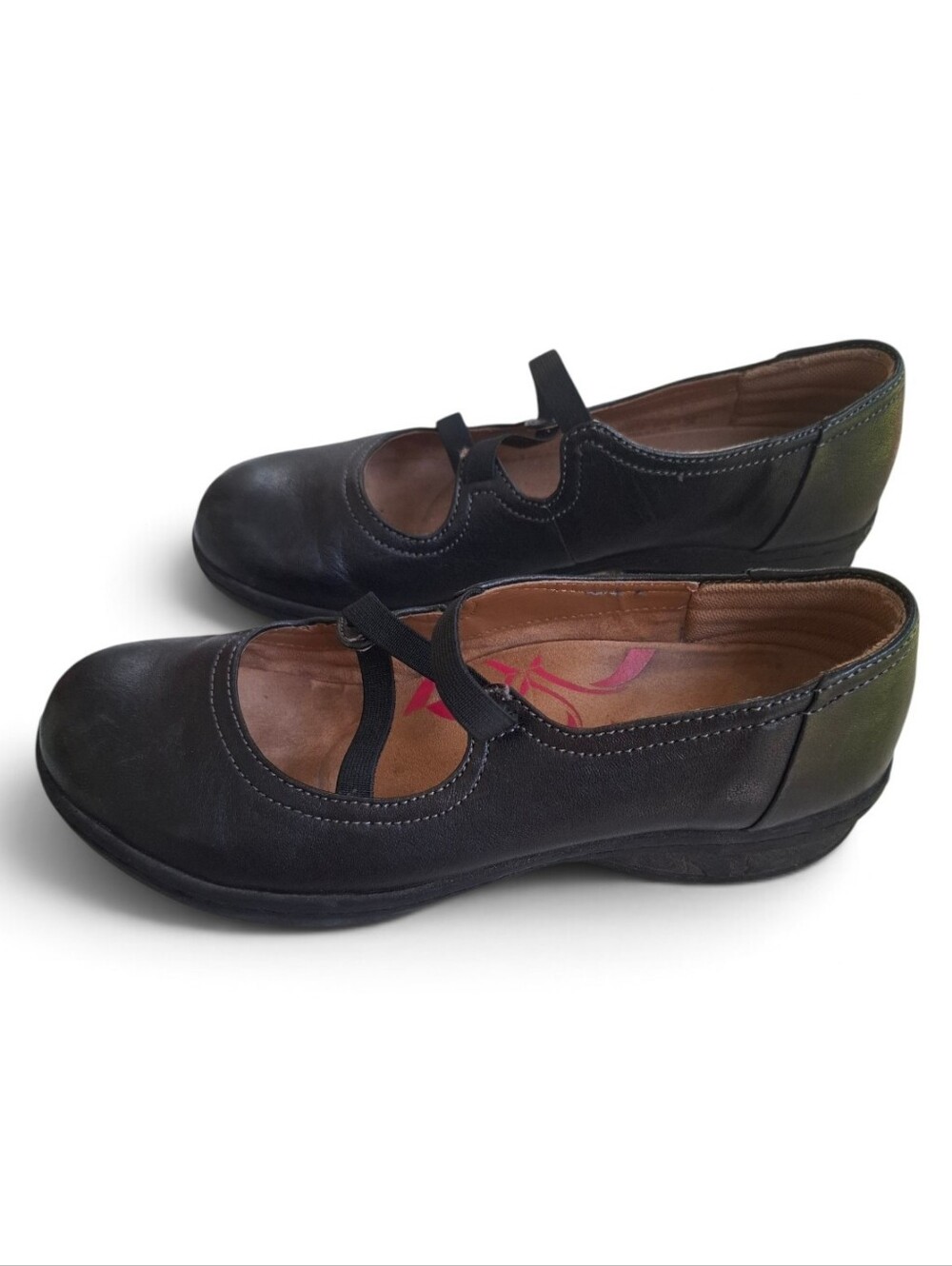 Comfortiva Align Fabry Black Leather Mary Jane Flats Size 8